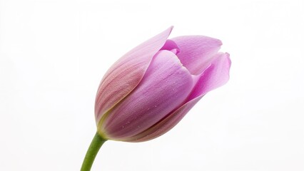 Fototapeta premium Charming pink orchid flower emerging on a plain white background