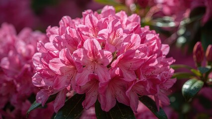 Stunning pink rhododendron blooms