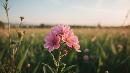 Obraz premium Stunning pink petals thriving in the wild