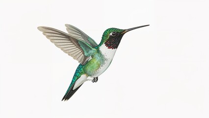 Charming airborne hummingbird. Visual element.