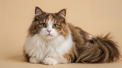 Gorgeous Tri-Color Cat Featuring a Plush Tail