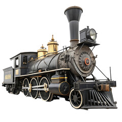 Obraz premium Vintage Steam Locomotive isolated on transparent background 