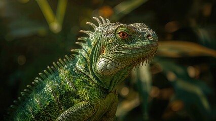 Fototapeta premium Colorful iguana portrait showcasing tropical wildlife beauty