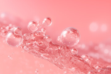 コラーゲンと美容成分のピンクジェルテクスチャー｜Pink Gel Texture of Collagen and Beauty Ingredients for Skincare Concept