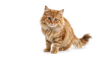 Obraz premium Adorable cat posing on a white surface