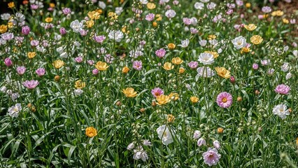 Vibrant blossoms flourishing among verdant greenery