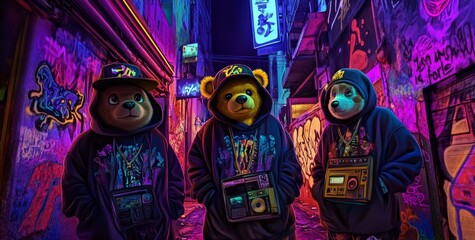 rap in the street with neon lights