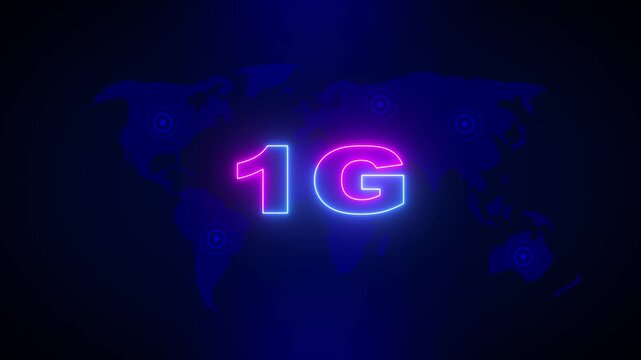 World futuristic 1g technology wireless data high-speed internet network concept motion graphic animation 1k. 1G Wireless Technologies. Technology Network Digital Data Connection Animation.