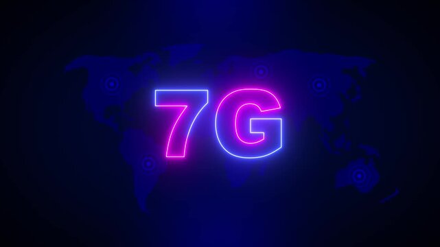 World futuristic 7g technology wireless data high-speed internet network concept motion graphic animation. 7G hi speeds connection futuristic abstract digital technology loop background Earth Globe.