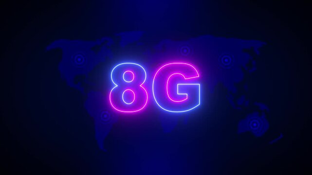 World futuristic 8g technology wireless data high-speed internet network concept motion graphic animation. 8G hi speeds connection futuristic abstract digital technology loop background Earth Globe.