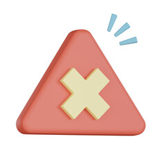 Obraz premium Empty states 3d icon with red triangular warning sign and yellow cross symbol showing alert or error message in modern design