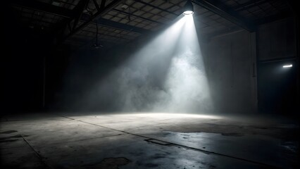 Warehouse Spotlight Dramatic Lighting in a Dark Empty Space Background