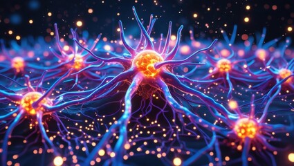 Neural Network Activity with Glowing Brain Connections, High-Resolution Concept Art	
