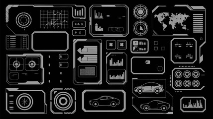 Futuristic display interface with data visualization for vehicle management and navigation systems