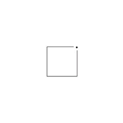Vector art of simple square shape with a dot in the corner isolated on white background