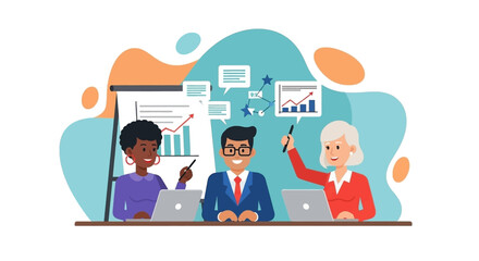 Diverse business team brainstorming, perfect for website banners or presentations.