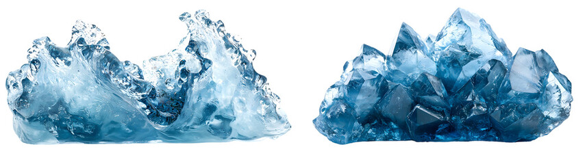 Obraz premium Stunning close-up of a blue iceberg with intricate details perfect for nature and winter-themed projects isolated on a transparent background