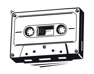 Obraz premium Black and white retro music audio cassette
