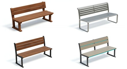 Four various park benches design