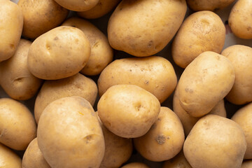 Fresh homegrouth potatoes, top view.