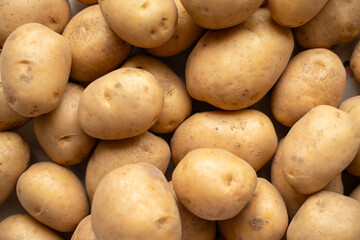 Fresh homegrouth potatoes, top view.