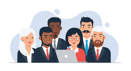 Diverse Business Team Collaboration: Illustration for Website or Brochure