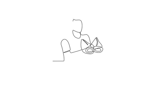 Animated self drawing of World Samosa Day video design illustration. World Samosa Day themes design concept in simple linear continuous line. Traditional food themes for campaign and business purpose.
