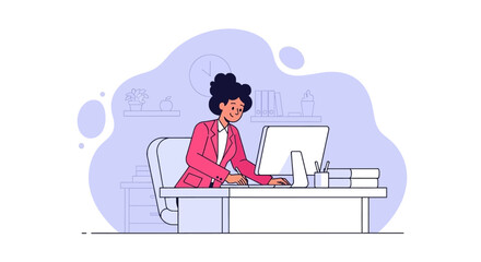 Woman working at her desk, perfect for website banners or business brochures.