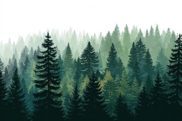 Misty Forest Landscape Illustration
