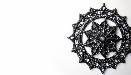 Naklejka premium Complex black sacred geometry shapes, stark white background , modern, white