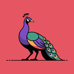 Obraz premium Vector SVG Illustration of Peacock with Geometric Shapes in Modern Flat Style Bright Color Palette for Digital Media