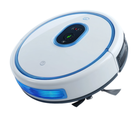 Robotic vacuum cleaner in home environment smart technology automated cleaning solution isolated on transparent background