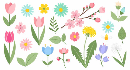 Vibrant spring blossoms and foliage collection, perfect for fresh, natural designs.