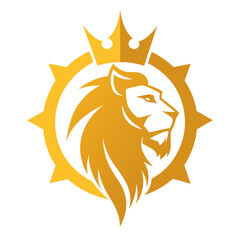 Confident King Lion Logo with Medieval Accents and Regal Tones