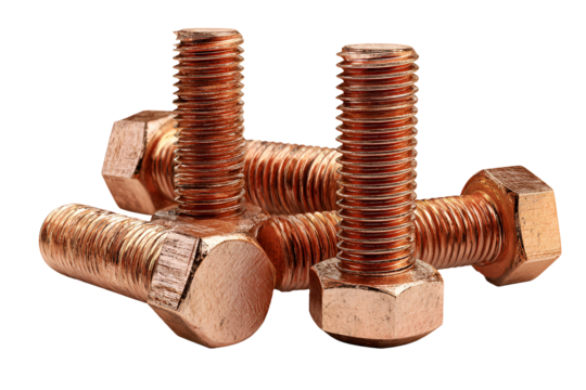 Copper Bolts Closeup Industrial Hardware