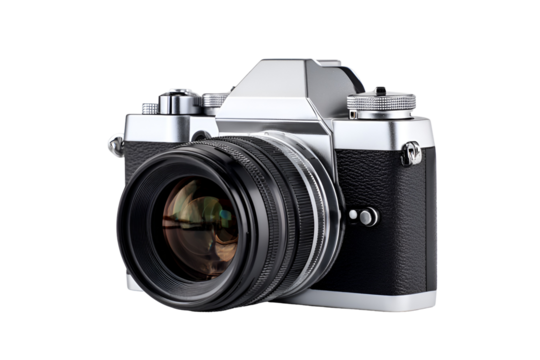 Vintage Silver Camera Black Background Photography Equipment