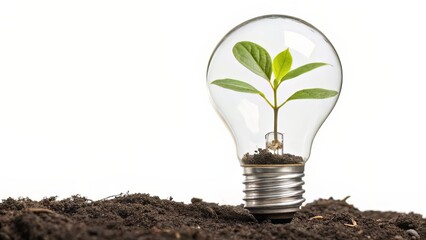Transparent Bulb with Emerging Leaves for Sustainable Design Projects