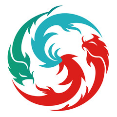 Elemental Dragon Emblems in Circular Brushstroke Styles for Collectible Branding