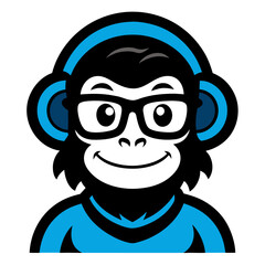 Nerdy Monkey Mascot with Bold Lines and Accessories for Creative Branding
