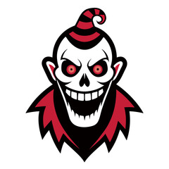 Cursed Carnival Mascot with Neon Glow, Skeletal Face, and Gothic Circus Vibe