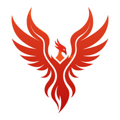 Fototapeta premium Rising Phoenix with Symmetrical Flames and Dynamic Wing Arcs in Vector Style