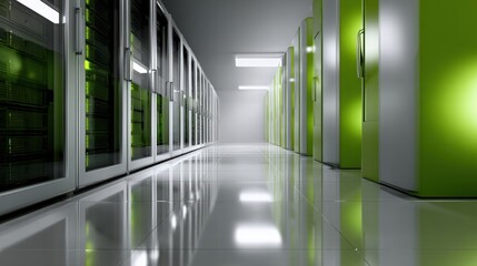 Modern Green Data Center with Servers