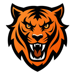 Snarling Orange Tiger Head on Bold Black for Streamlined Sports Branding