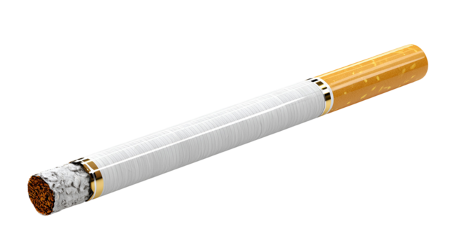 A close up of a single cigarette on black background,