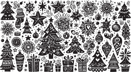 Elegant seamless floral vector pattern illustration with vintage leaf and bird silhouette design for festive Christmas decoration