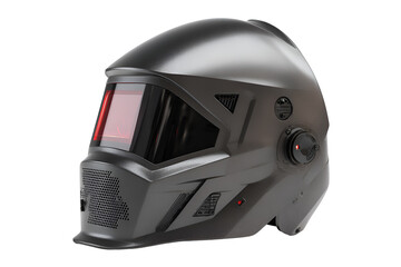 Fototapeta premium Futuristic Black Welding Helmet Safety Gear Technology