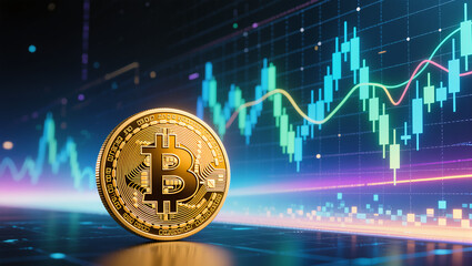 Bitcoin Cryptocurrency with Trading Chart Analysis