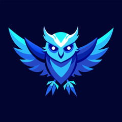 Cyber Owl in Flight with Gradient Feathers and High-Contrast Tech Highlights