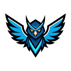Obraz premium Mechanical Owl Mascot with Spread Wings and Glowing Blue Accents for Esports