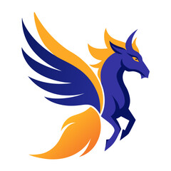 Aerodynamic Pegasus Mascot with Radiant Gradients for a Sleek Fantasy Team Emblem